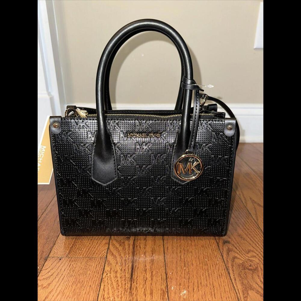 Michael Kors Black Maple Small Leather Satchel Bag Handbag